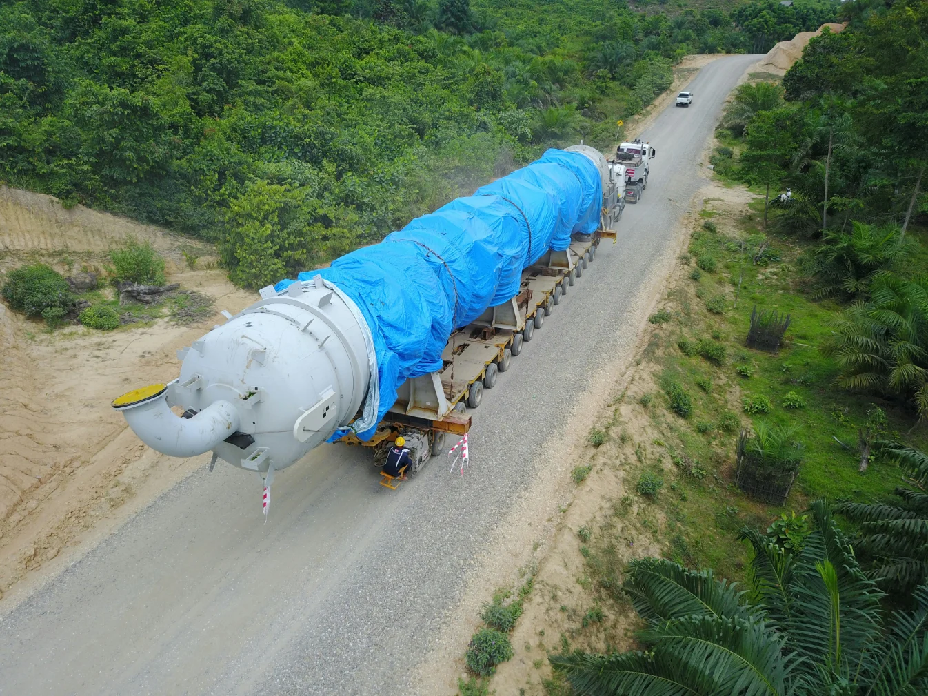 Heavy industrial machinery prepared for transport